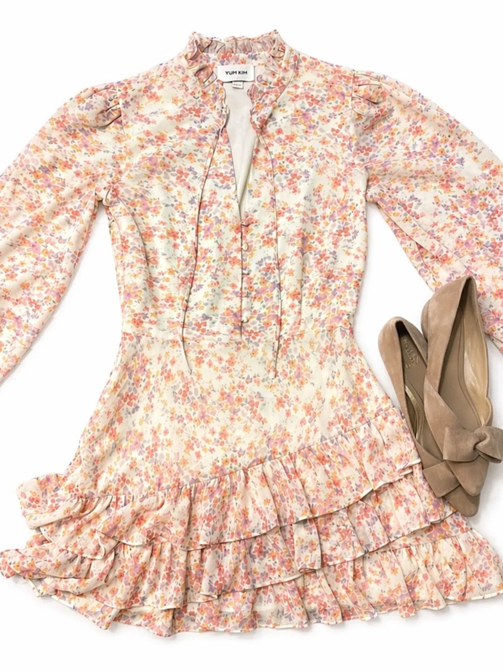 Yumi Kim Floral Mini Dress in Cream, Pink and Peach - Picture 2 of 8